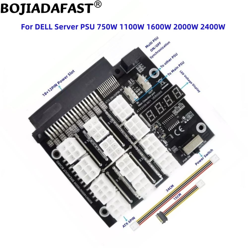 2400W Server Psu Breakout Board - 12-portowa płytka rozdzielcza zasilania PCI-E 6Pin