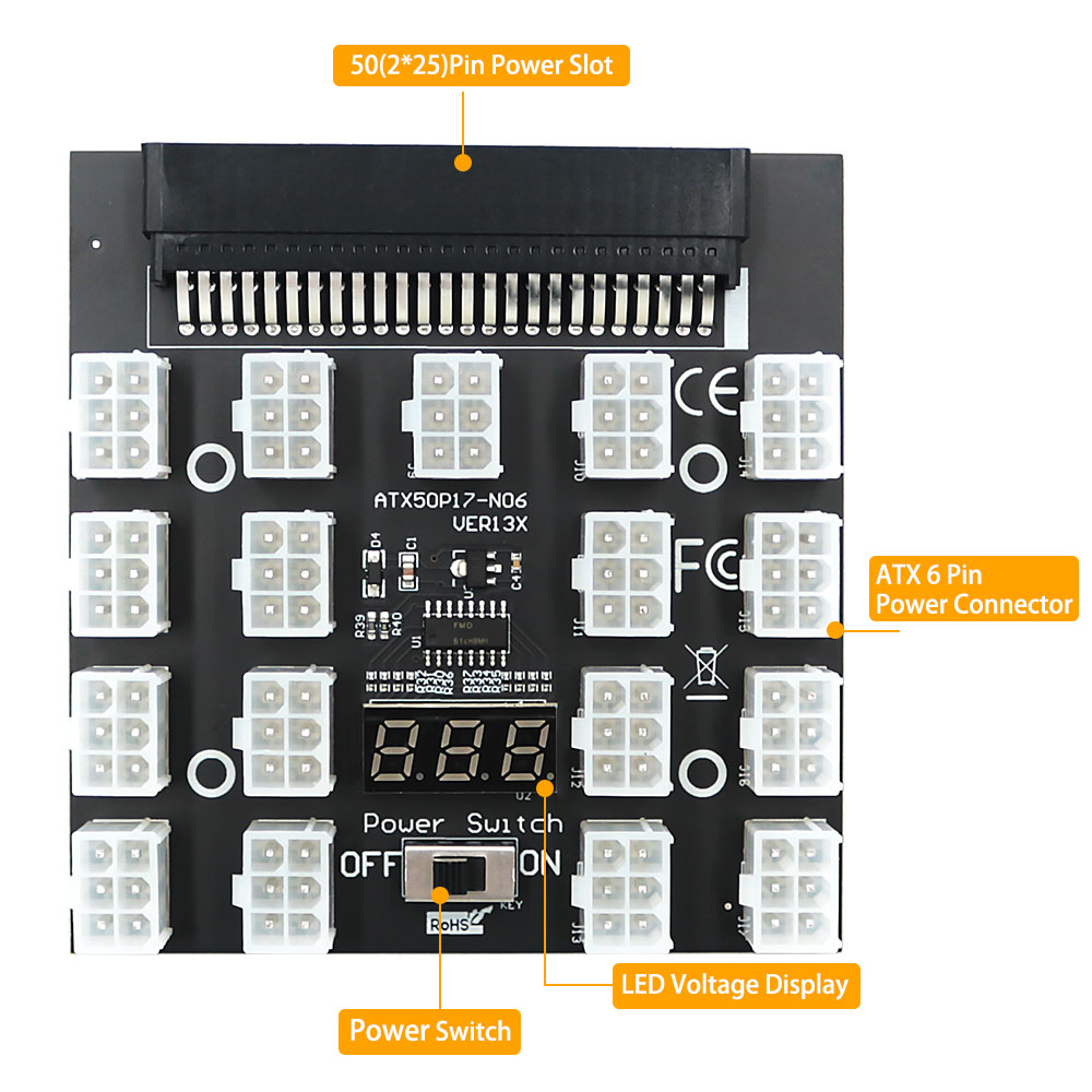 PCI-E 12V 50Pin do ATX 17 x 6P – 2000W Atx Mining Power Supply recenzja i cena