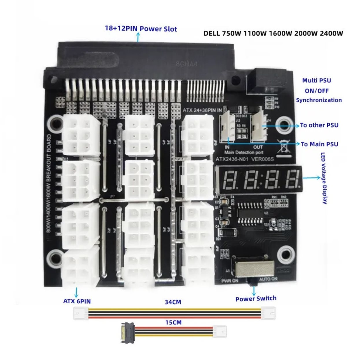 NOWA FABRYKA~12 Portów Płytka  – 2400W Server Psu Breakout Board recenzja i cena