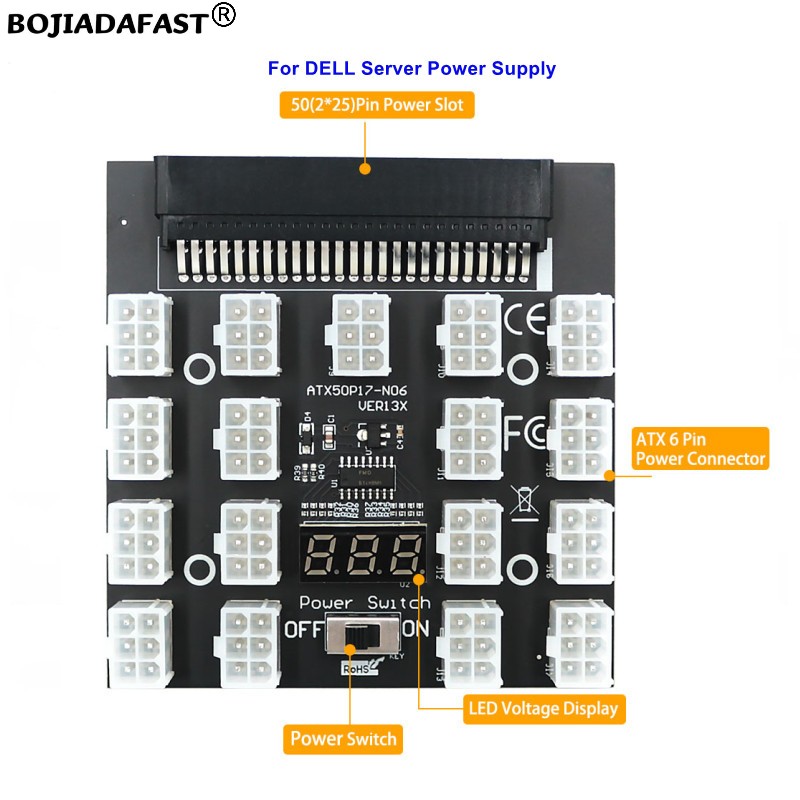 17-portowa płytka rozdzielcza  – 2400W Server Psu Breakout Board recenzja i cena